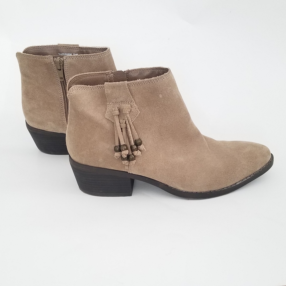 White Mountain Taupe Suede Boho Havana Booties 7.5